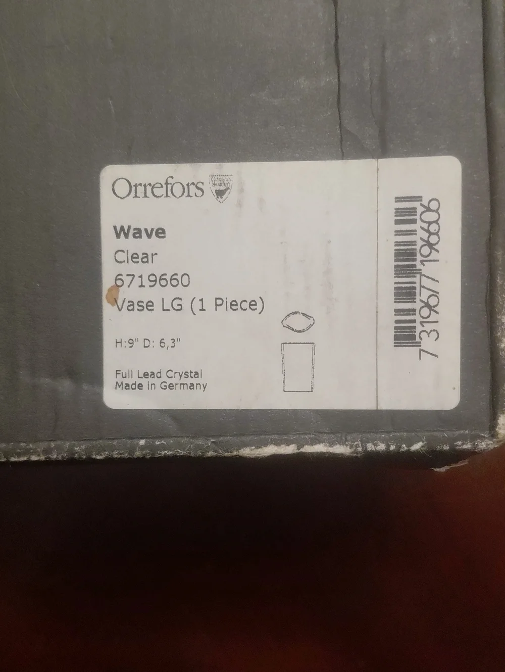 Orrefors Wave Clear Vase Large